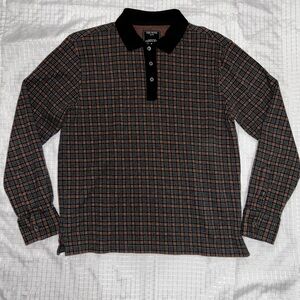 Todd Snyder Men's Brown and Orange Plaid Shirt polo
